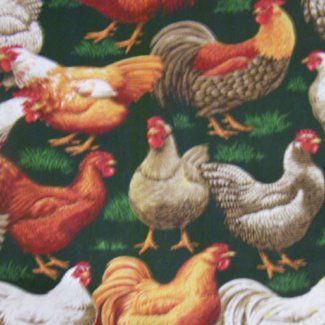large chickens polished cotton fabric