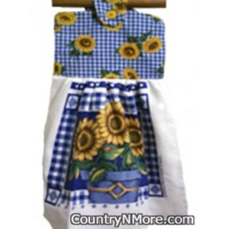 blue sunflower oven door towel