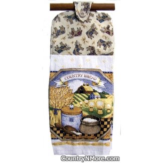 country bread cow oven door towel