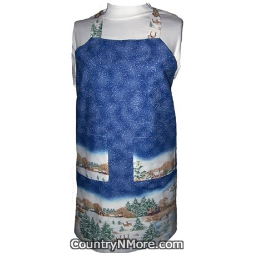 snowy winter reversible bbq apron