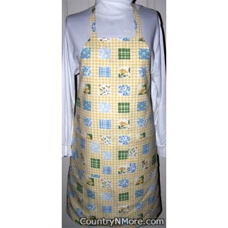 yellow floral reversible bbq apron