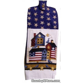 americana birdhouse oven door towel