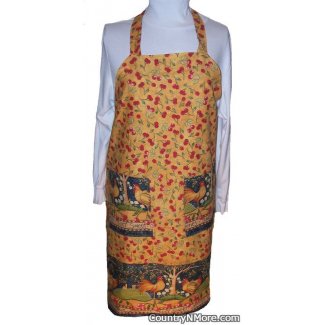 cherries chickens roosters bbq apron