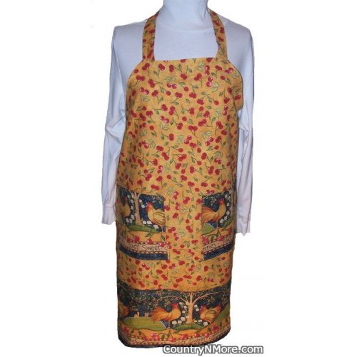 cherries chickens roosters bbq apron