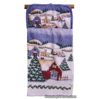christmas farm potholder towel