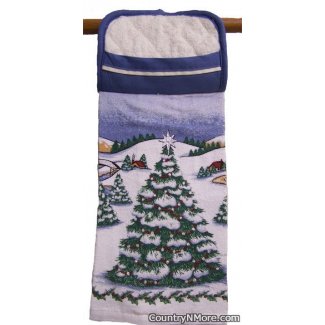 christmas tree potholder oven door towel