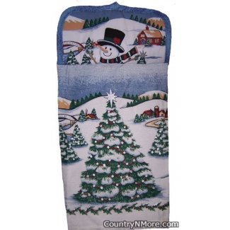 snowman potholder oven door towel