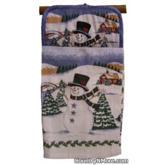 winter snowman potholder towel