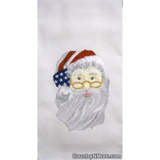 embroidered patriotic santa kitchen towel