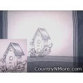 embroidered birdhouse tea towel