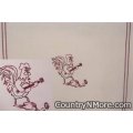 embroidered guitar playing rooster tea towel