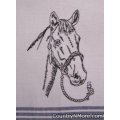 embroidered horse head tea towel