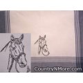embroidered horse head tea towel