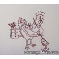 embroidered house cleaning chicken tea towel