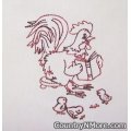 embroidered mother chicken reading story tea towel