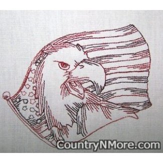 embroidered eagle flag tea towel