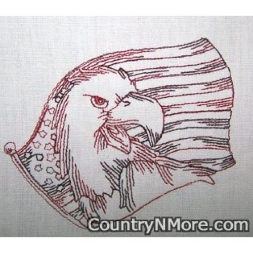 embroidered eagle flag tea towel
