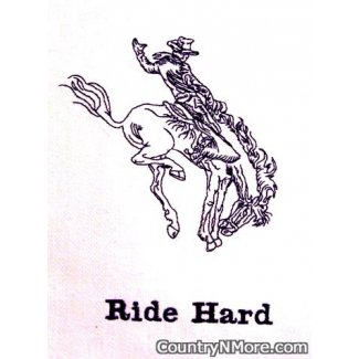 embroidered ride hard cowboy horse tea towel