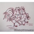 embroidered rooster chicken tea towel