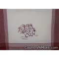 embroidered rooster chicken tea towel