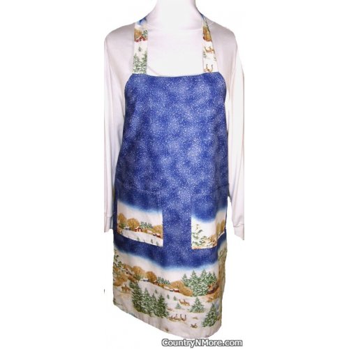 winter scene holiday bbq apron