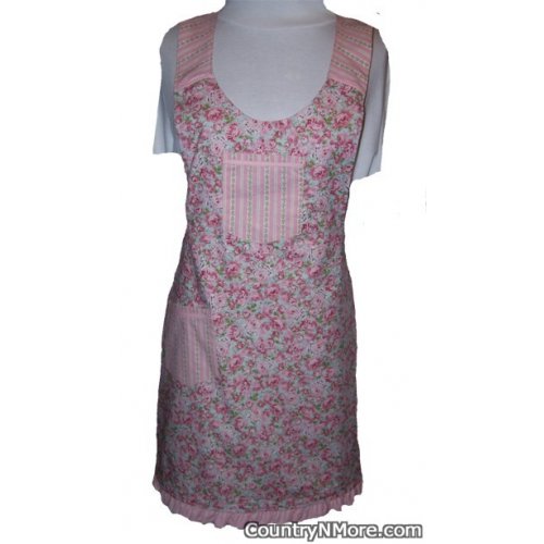 vintage pink floral reversible apron