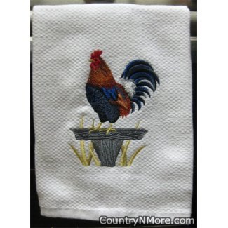 embroidered jungle fowel kitchen tea towel