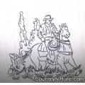 riding cowboy embroidered tea towel
