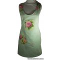 rose floral green gingham vintage apron