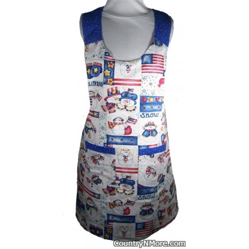 vintage patriotic snowman apron
