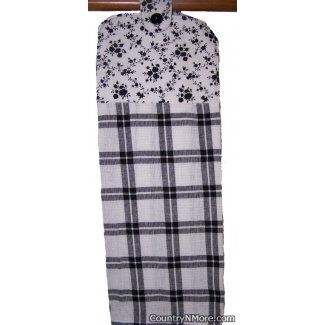 black floral plaid oven door towel