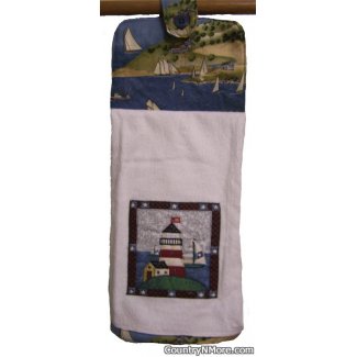 appliqued lighthouse sailboats oven door towel