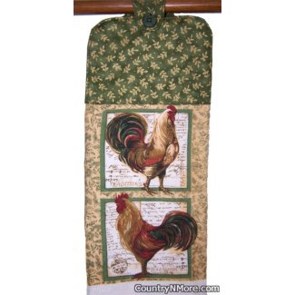 colorful rooster oven door towel