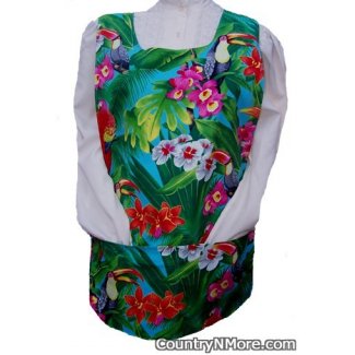 tropical birds plants cobbler apron