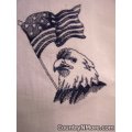 embroidered blue work eagle tea towel