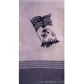 embroidered blue work eagle tea towel