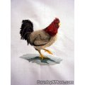 embroidered rooster tea towel