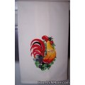 colorful vintage rooster flour sack kitchen towel