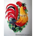 colorful vintage rooster flour sack kitchen towel