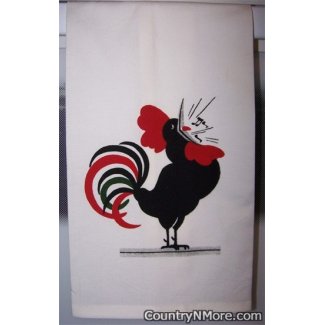 vintage rooster flour sack kitchen towel