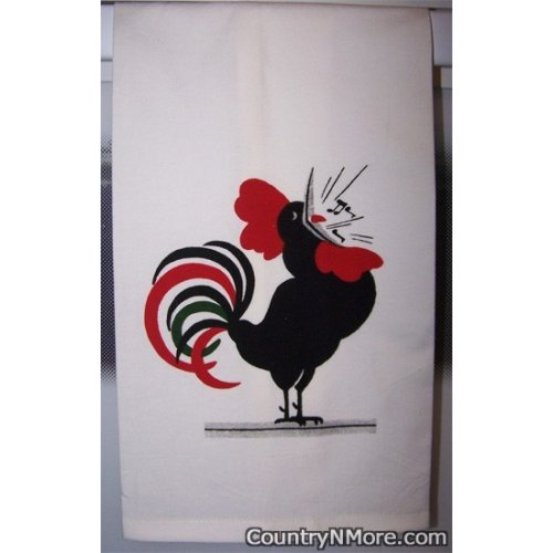 vintage rooster flour sack kitchen towel