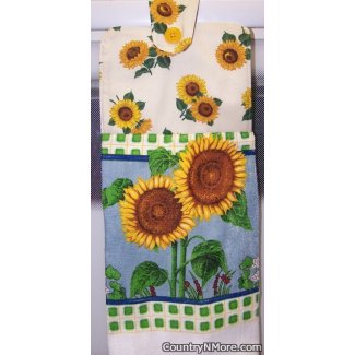blue sunflower oven door towel 543
