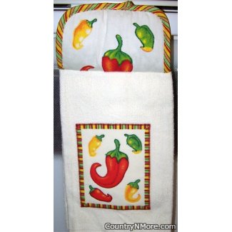 chili pepper potholder oven door towel