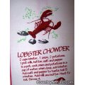 vintage lobster chowder flour sack kitchen tea towel