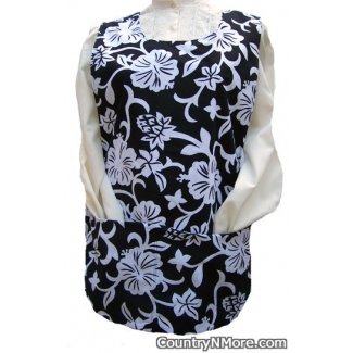 black white floral cobbler apron