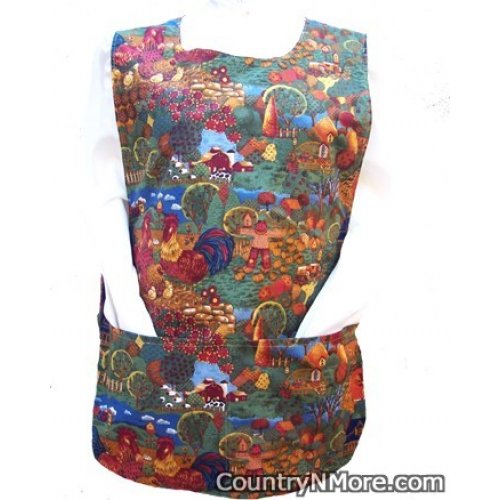 fall farm rooster cobbler apron
