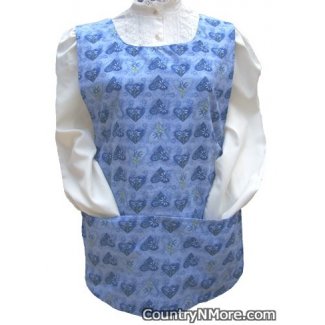 blue hearts floral cobbler apron