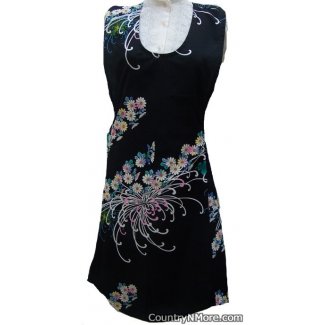 gorgeous black floral vintage apron plus size