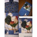 rooster oven door towel mitt dish cloth set