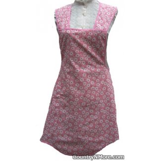 pink white floral vintage apron